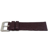 Lizard Grain Calf Leather Watch Strap Burgundy Silver Buckle Size 8mm to 22mm