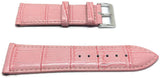 Crocodile Grain Watch Strap Pink Chrome Buckle Size 12mm to 26mm