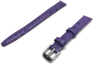 Ostrich Grain Watch Strap Purple High Grade Calf Leather 12mm to 22mm Chrome Buckle