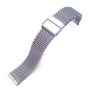 18mm Brushed Stainless Steel Wire Mesh Band Double Flip Interlock Clasp
