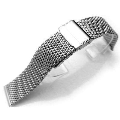 Strapcode Watch Bracelet 316L Stainless Steel Wire Mesh Band 20mm Double Flip Interlock Clasp, polished