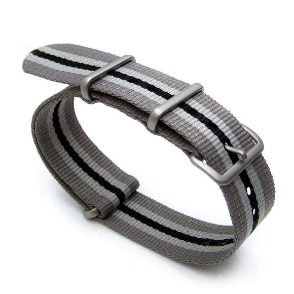 Strapcode N.A.T.O Watch Strap G10 Nato 20mm James Bond Grey & Black Watch Band Brushed Buckle