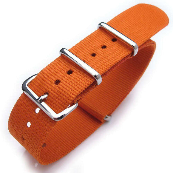 Strapcode N.A.T.O Watch Strap 22mm Heat Sealed Heavy Nylon Polished Buckle - Orange