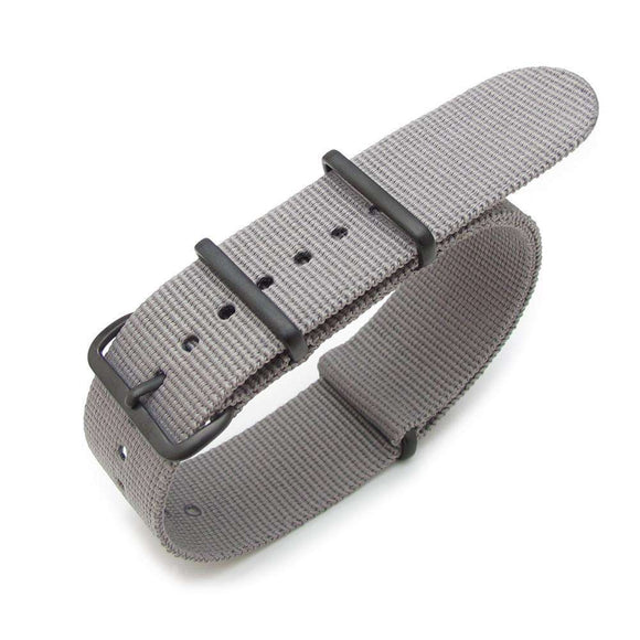 Strapcode N.A.T.O Watch Strap 20mm or 22mm Heat Sealed Heavy Nylon PVD Black Buckle - Light M. Grey
