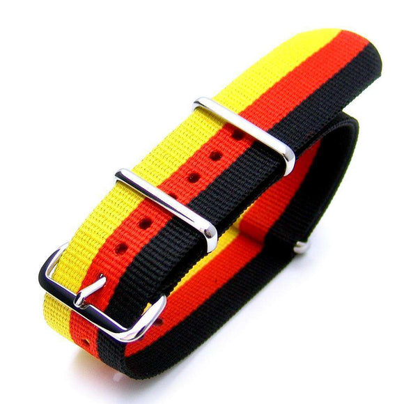 Strapcode N.A.T.O Watch Strap22mm or 24mm NATO GERMAN SPECIAL EDITION POLISHED (GERMAN Flag design)