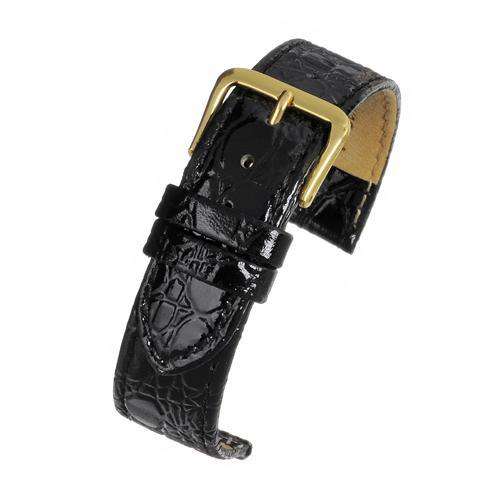 Crocodile Grain Watch Strap Black Leather - Economy Collection