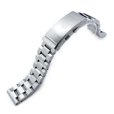 Strapcode Watch Bracelet 20mm Hexad Oyster 316L Stainless Steel Watch Band Straight Lug, Wetsuit Ratchet Buckle Brushed