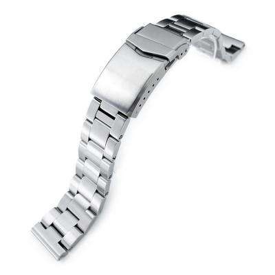 20mm Super Oyster 316L Stainless Steel Watch Bracelet Straight End, V-Clasp Button Double Lock Brushed