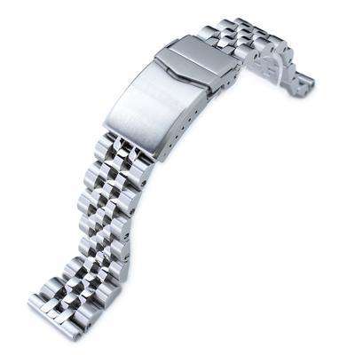 20mm ANGUS Jubilee 316L Stainless Steel Watch Bracelet Straight End, Brushed/Polished, V-Clasp