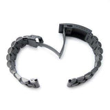 20mm Endmill Solid 316L Stainless Steel Watch Bracelet, Straight End PVD Black, V-Clasp Button Double Lock