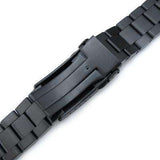 Strapcode Watch Bracelet 20mm Hexad Oyster 316L Stainless Steel Watch Band Straight Lug, V-Clasp Button Double Lock, PVD Black