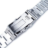 19mm, 20mm or 21mm Super Oyster Solid Stainless Steel Straight End Watch Band, Brushed, Wetsuit Clasp