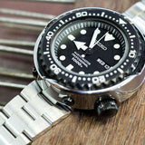 21.5mm Super Oyster 316L Stainless Steel Watch Band for Seiko Tuna, V-Clasp Button Double Lock
