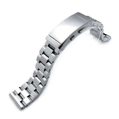 21.5mm Hexad Oyster 316L Stainless Steel Watch Band for Seiko Tuna, Wetsuit Ratchet Buckle Brushed