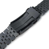 Strapcode Watch Bracelet 21.5mm Super Jubilee 316L Stainless Steel Watch Band for Seiko Tuna, V-Clasp Button Double Lock PVD Black