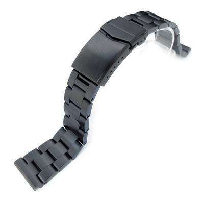21.5mm Super Oyster 316L Stainless Steel Watch Band for Seiko Tuna, V-Clasp Button Double Lock PVD Black