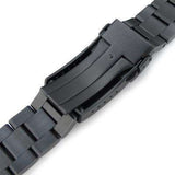 21.5mm Super Oyster 316L Stainless Steel Watch Band for Seiko Tuna, V-Clasp Button Double Lock PVD Black