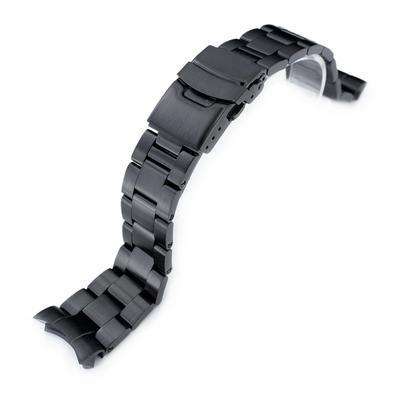 Strapcode Watch Bracelet 22mm Super Oyster watch band for SEIKO Diver SKX007/009/011 Curved End, PVD Black