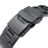 Strapcode Watch Bracelet 22mm Super Oyster watch band for SEIKO Diver SKX007/009/011 Curved End, PVD Black
