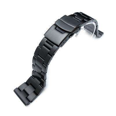 22mm 316L Stainless Steel Super Oyster Watch Bracelet, Straight End, PVD Black