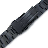 Strapcode Watch Bracelet 22mm Retro Razor 316L Stainless Steel Watch Band, Diver Clasp, PVD Black