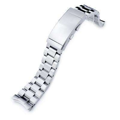 22mm Hexad Oyster 316L Stainless Steel Watch Band for Seiko SKX007, Wetsuit Ratchet Buckle