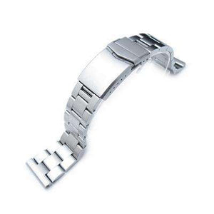 Strapcode Watch Bracelet 22mm Super Oyster Solid Stainless Steel Straight End Watch Band, Brushed, V-Clasp Button Double Lock