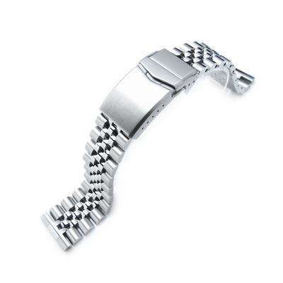 Strapcode Watch Bracelet 22mm Super Jubilee 316L Stainless Steel Watch Band, Solid Straight End, V-Clasp Button Double Lock