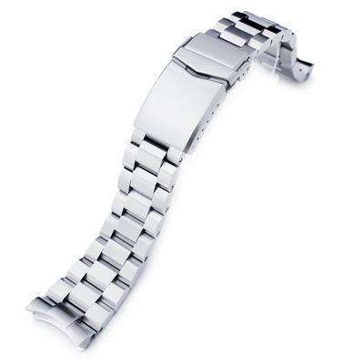 22mm Hexad Oyster 316L Stainless Steel Watch Band for Seiko Samurai SRPB51, Button Chamfer