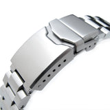 Strapcode Watch Bracelet 22mm Hexad 316L Stainless Steel Watch Bracelet for Seiko 5, Brushed V-Clasp