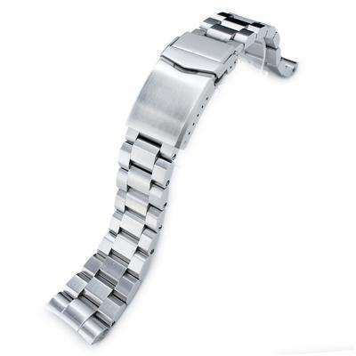 Strapcode Watch Bracelet 22mm Hexad Oyster 316L Stainless Steel Watch Band for Seiko New Turtles SRP777 & PADI SRPA21, V-Clasp Button Double Lock Brushed