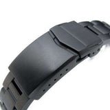 22mm Super Oyster watch band for SEIKO Diver SKX007/009/011, PVD Black V-Clasp Button Double Lock