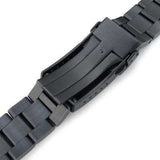 Strapcode Watch Bracelet 22mm Super Oyster watch band for SEIKO Diver SKX007/009/011, PVD Black V-Clasp Button Double Lock
