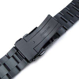 Strapcode Watch Bracelet 22mm Super Oyster watch band for SEIKO Diver SKX007/009/011, PVD Black Solid Stainless Steel