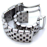 20mm, 22mm or 24mm Polished Super Engineer Type I Solid Link 316L Stainless Steel Watch Bracelet