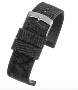 Black Fabric Watch Strap Size 18mm to 24mm