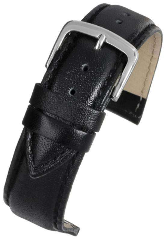 Anti Allergy Watch Strap Black Calf Leather Size 8mm to 20mm