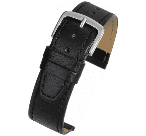 Black Glazed Calf Leather Watch Strap 8mm to 20mm