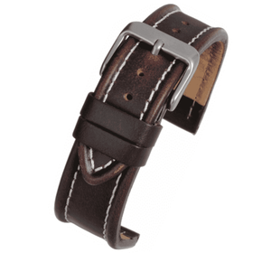 Calf Leather Watch Strap Brown with White Stitching