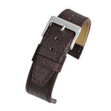 Calf Leather Watch Strap Brown Buffalo Grain with Chrome Buckle Sizes 8mm to 22mm