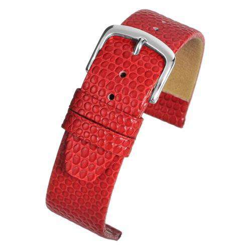 Lizard Grain Calf Leather Watch Strap Red Chrome Buckle Size 12mm to 22mm