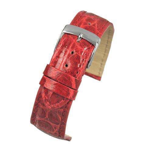 Genuine Italian Crocodile Watch Strap Bright Red Size 18mm and 20mm