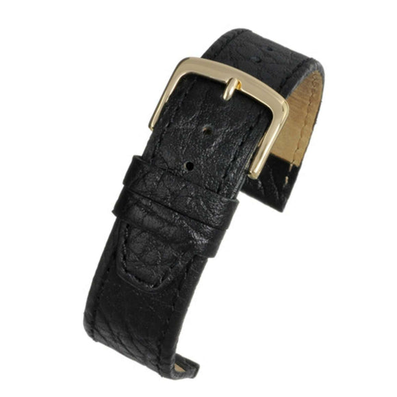 Black Vegetable Leather Watch Strap