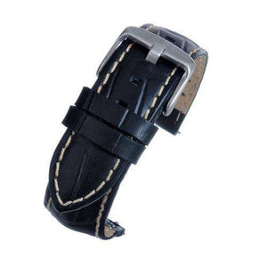 Black Croco Calf Watch Strap with White Stitching  complete with quick release spring bars