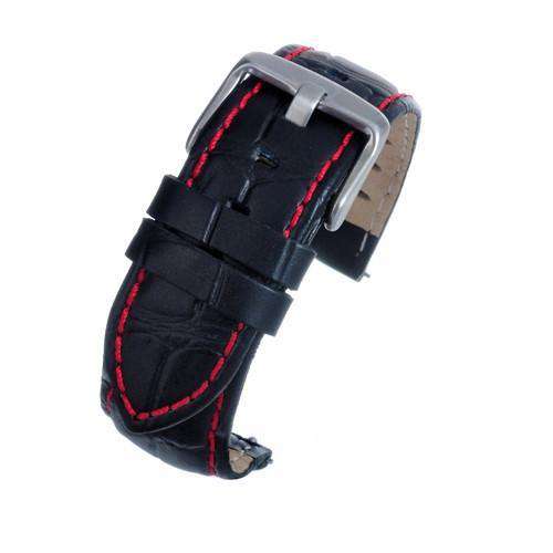Black Croco Calf Watch Strap with Red Stitching complete with quick release spring bars