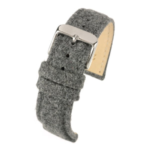 Fabric Watch Strap Grey Tweed Stainless Steel Buckle Size 18mm to 22mm