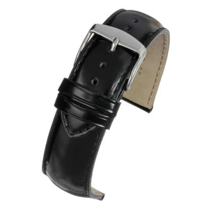 Calf Leather Watch Strap Black Gloss Superior Grade