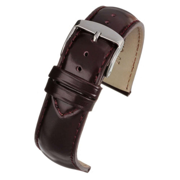Calf Leather Watch Strap Burgundy Gloss Superior Grade