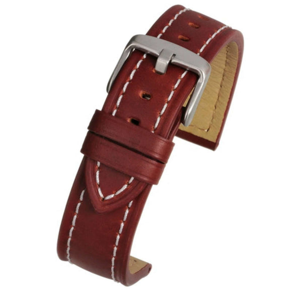 Calf Leather Watch Strap Tan Modern Edge with Contrasting Stitching