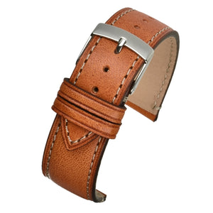 Calf Leather Watch Strap Luxury Range Tan Smooth Handmade Contrasting Stitching  Size 18mm,20mm,22mm